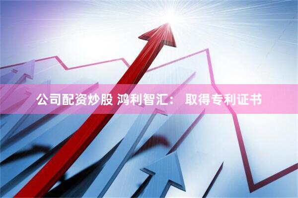 公司配资炒股 鸿利智汇： 取得专利证书